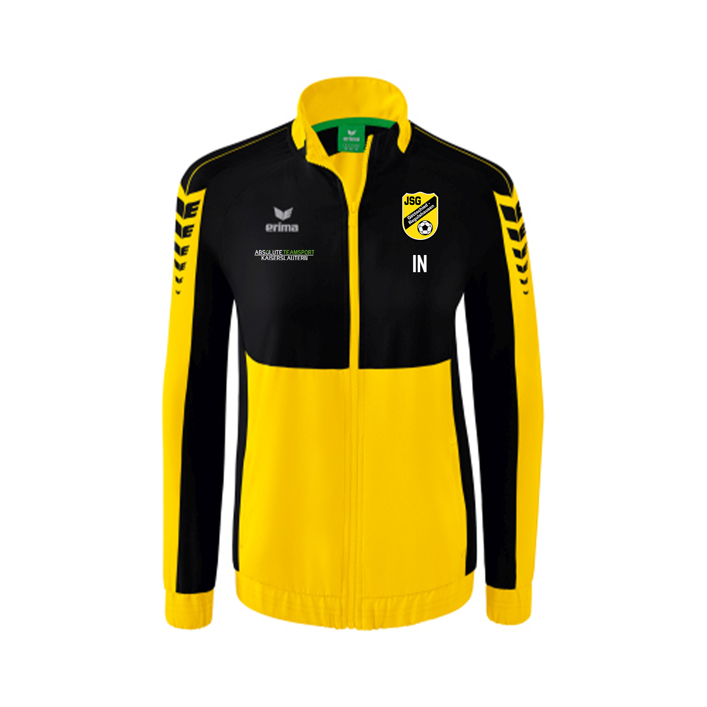 ERIMA Damen Six Wings Präsentationsjacke inkl. JSG Göttschied-Regulshausen Wappen, Vereinsname Rücken & Sponsorenlogo