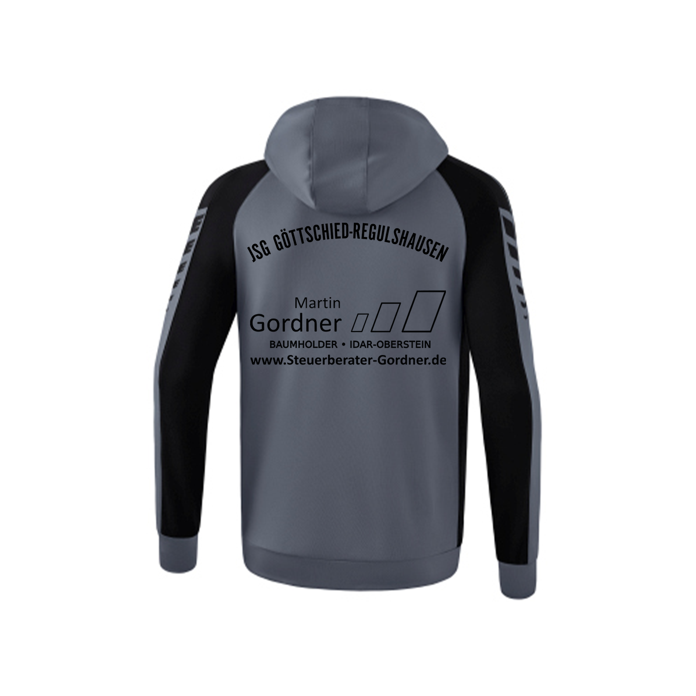 ERIMA Herren Six Wings Trainingsjacke mit Kapuze inkl. JSG Göttschied-Regulshausen Wappen, Vereinsname Rücken & Sponsorenlogo