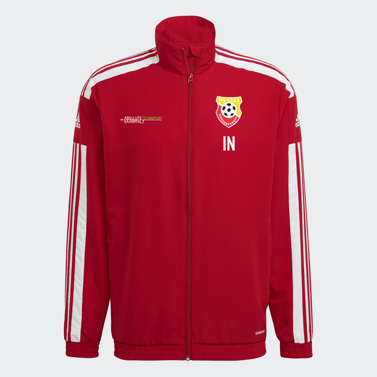 ADIDAS Kids Präsentationsjacke Squadra21 in Rot oder Schwarz inkl. SV Niederbexbach Wappen