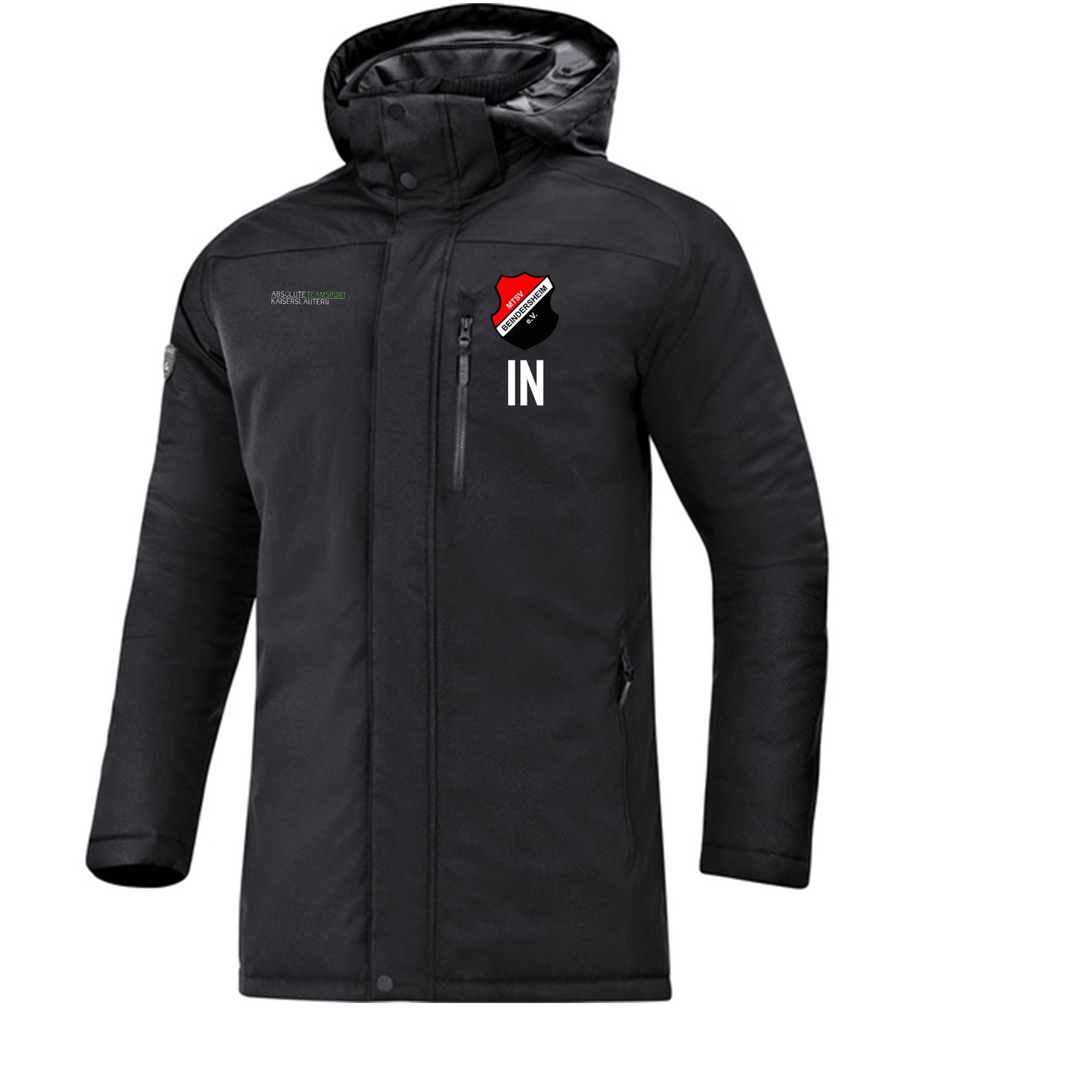 JAKO Unisex Winterparka in Schwarz Inkl. MTSV Beindersheim Wappen