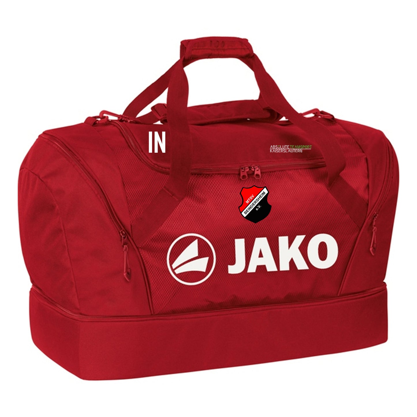 JAKO Sporttasche JAKO in Rot oder Schwarz Inkl. MTSV Beindersheim Wappen