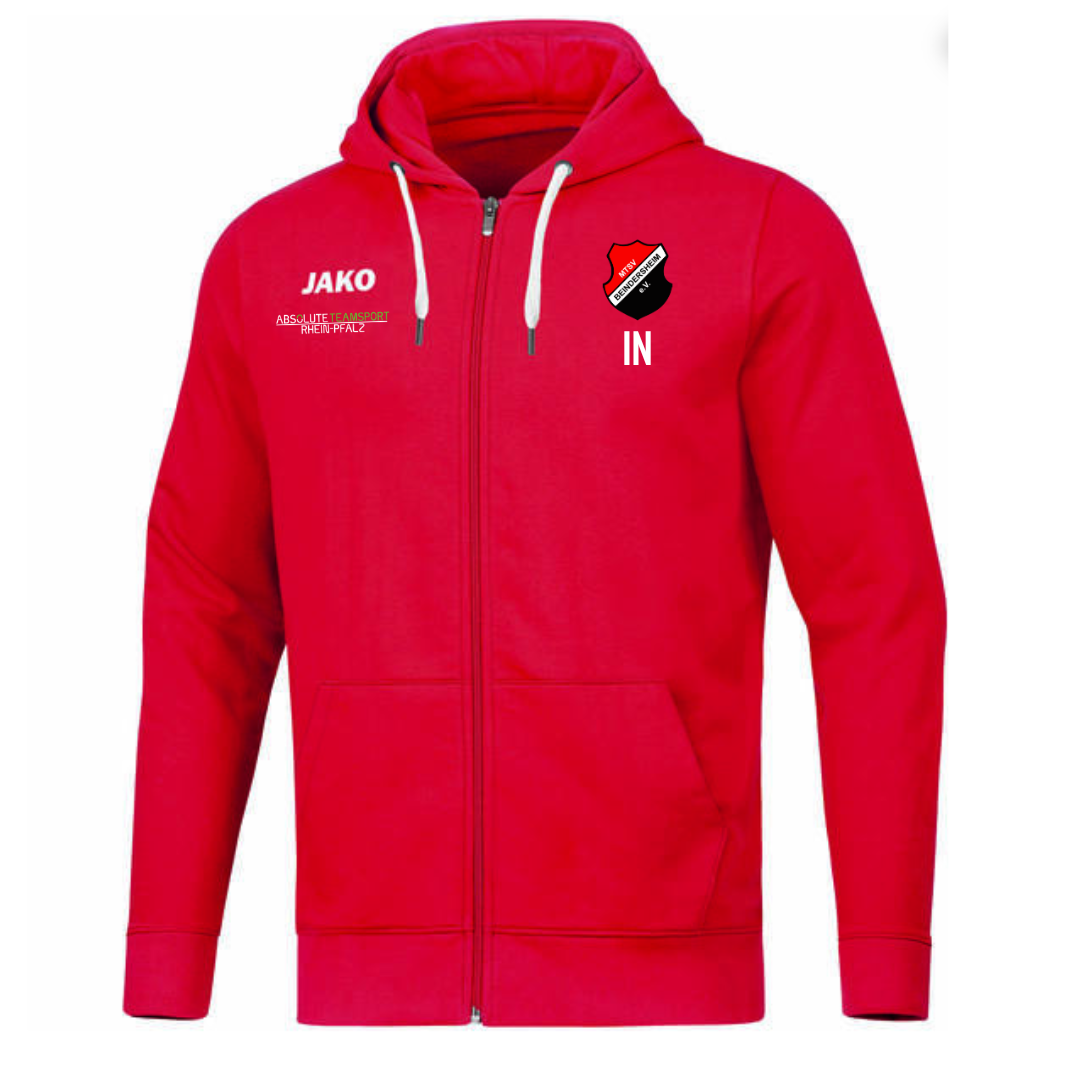 JAKO Kapuzenjacke Base Kinder/ Unisex / Damen Inkl. MTSV Beindersheim Wappen
