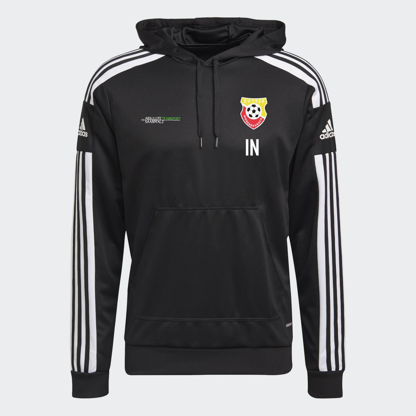 ADIDAS Herren Hoodie Squadra21  in Rot oder Schwarz inkl. SV Niederbexbach Wappen