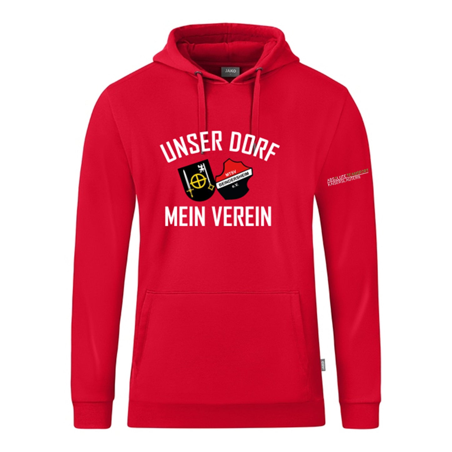 JAKO Kapuzensweat Organic Kinder/ Unisex  Inkl. Unser Dorf Mein Verein Aufdruck MTSV Beindersheim