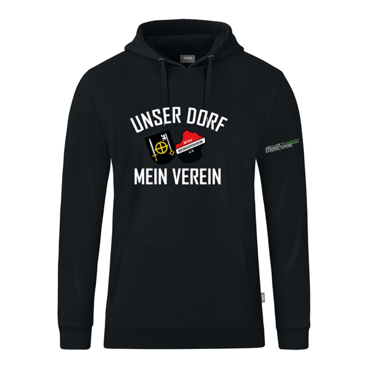 JAKO Kapuzensweat Organic Kinder/ Unisex  Inkl. Unser Dorf Mein Verein Aufdruck MTSV Beindersheim