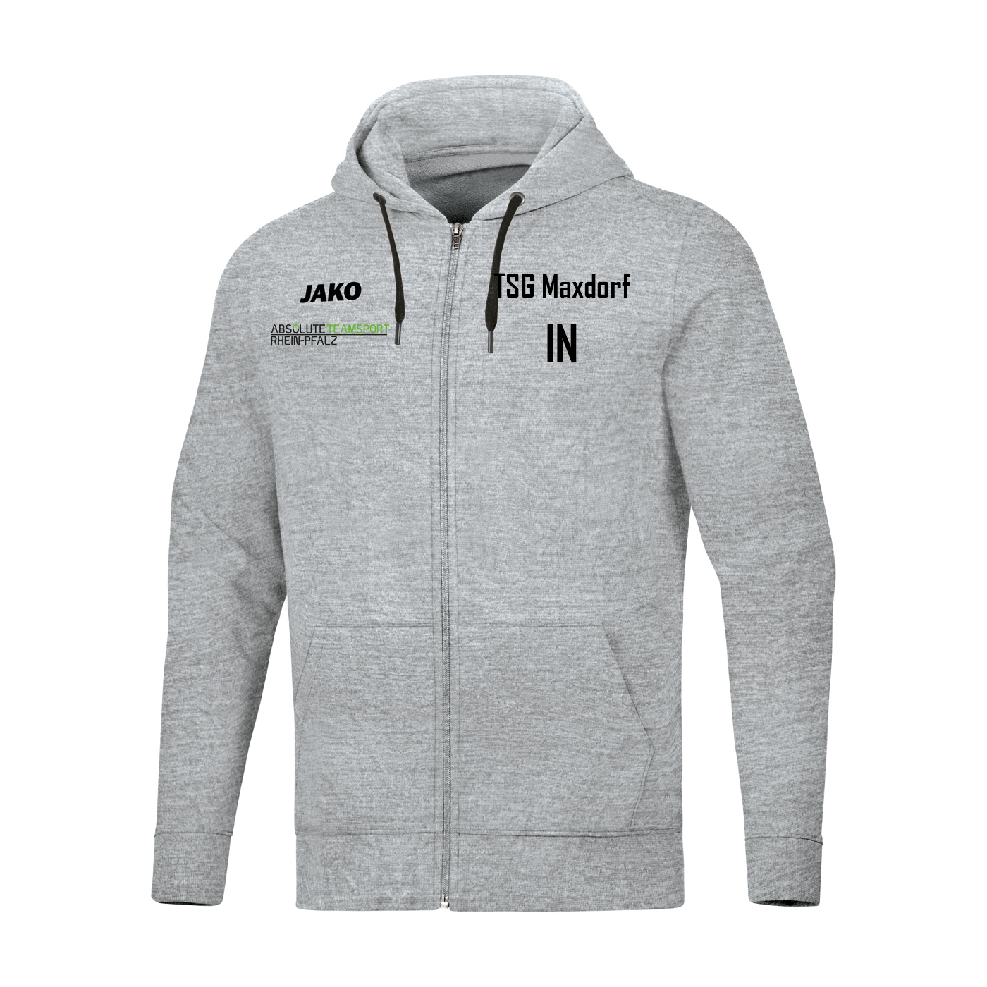 JAKO Herren Kapuzenjacke Base inkl. TSG Maxdorf Schriftzug & Vereinsname Rücken