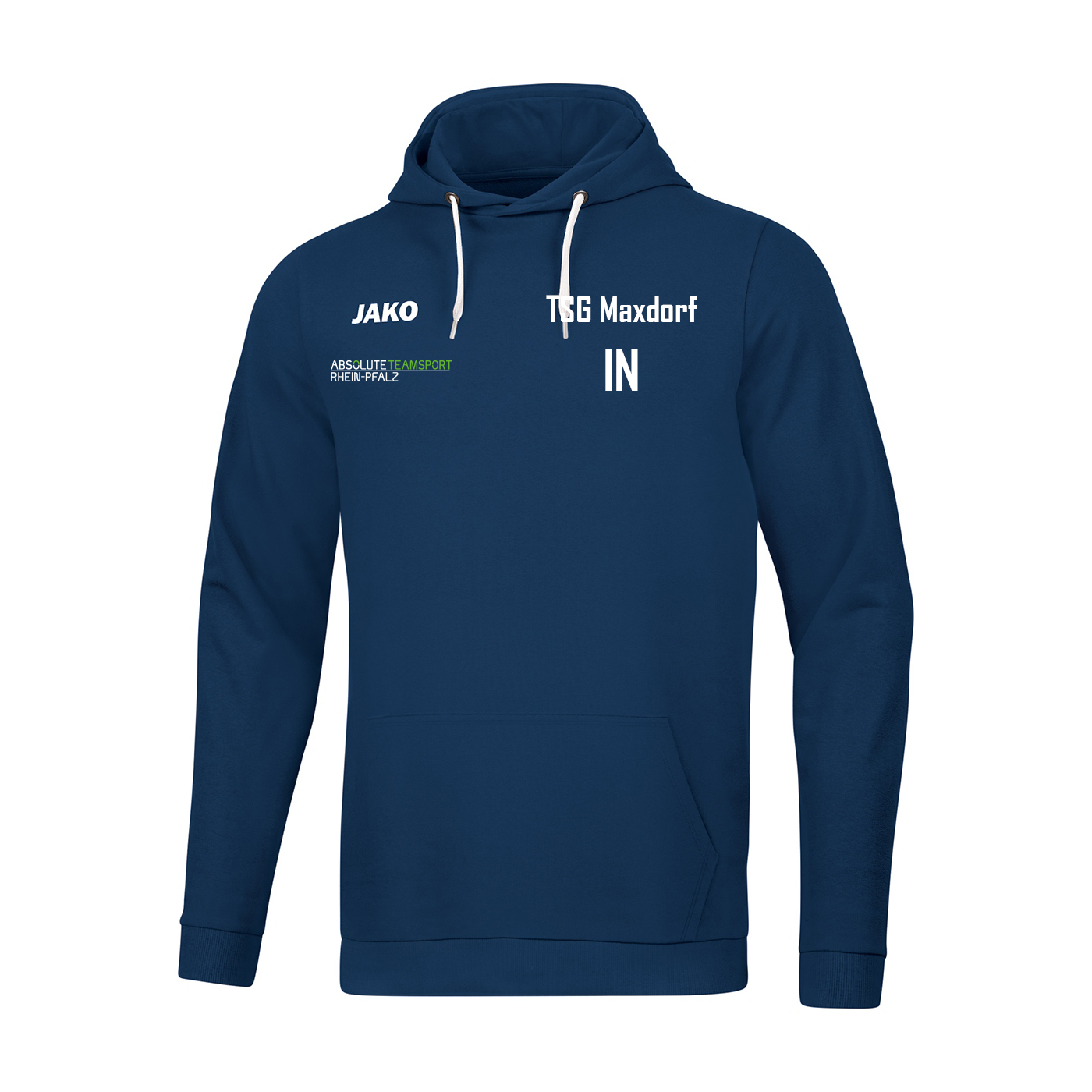 JAKO UNISEX Kapuzensweat Base inkl. TSG Maxdorf Schriftzug & Vereinsname Rücken